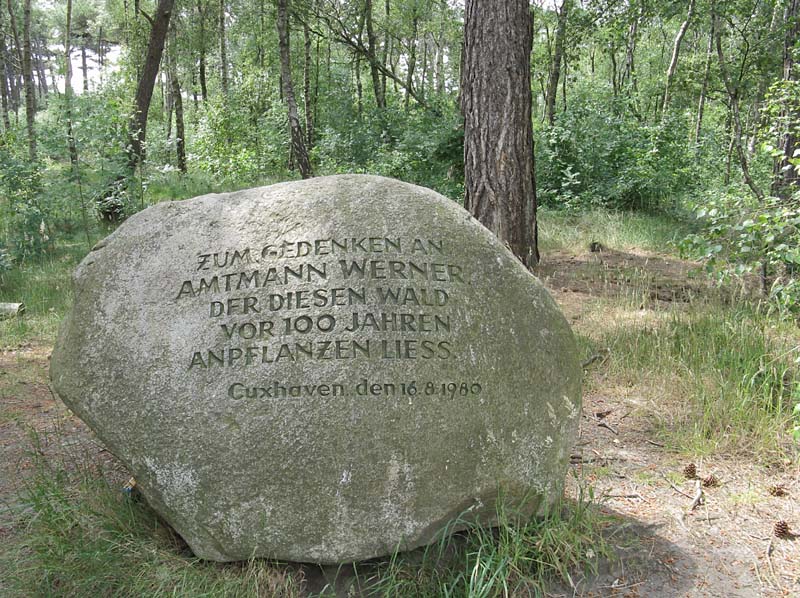 Ein Gedenkstein in dem nach ihm benannten Wald erinnert an denAmtmann Werner