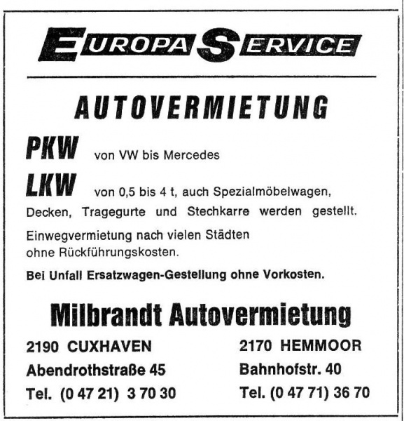 Datei:Werbung Autovermietung Milbrand 1978.JPG