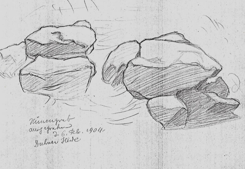 Datei:Huenengrab in Duhnen Bleistiftzeichnung.jpg